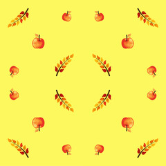 apple nature floral autumn season pattern design