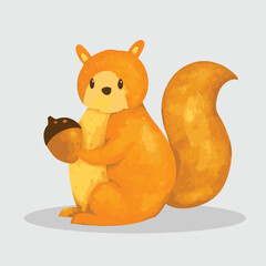 squirrel autumn novel cute draw paint vector design