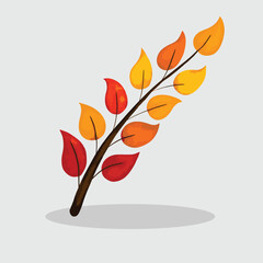 leaf orange autumn season decor nature floral draw paint vector design