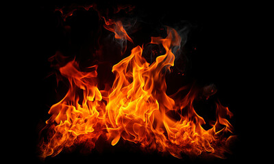 Fire flames on black background