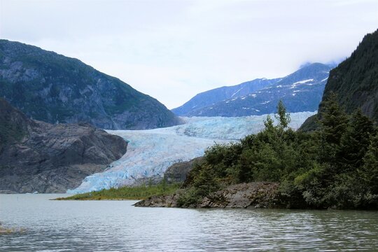 Mendenhall Glacier ice field and Mendenhall Lake,  Juneau, Alaska