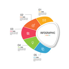 Infographic design vector and marketing icons can be used for workflow layout, diagram, annual report, Focus Business process with 5 options