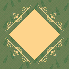 Digital png illustration of dark green card and window with copy space on transparent background