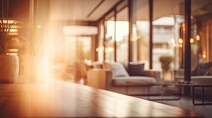 beautiful blurred background of a light modern home interior with beautiful lighting, blurred picture, Generative AI