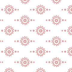 Digital png illustration of red stars and dots repeated on transparent background
