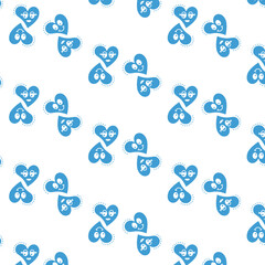 Digital png illustration of blue smiley hearts repeated on transparent background