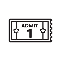 Digital png illustration of badge with admit 1 text on transparent background