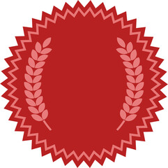 Digital png illustration of red badge with cereals and copy space on transparent background