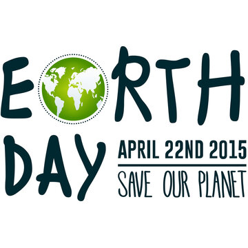 Naklejki Digital png illustration of earth day save our planet text on transparent background