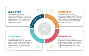 4 Point work flow, Process, Modern flat vector illustration for business information analysis