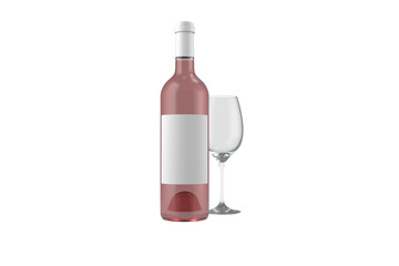 Digital png illustration of wine bottle and glass on transparent background