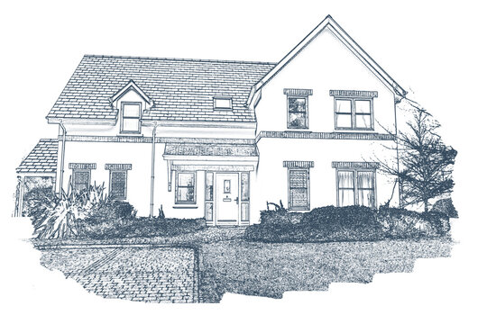 Digital png illustration of house with garden on transparent background