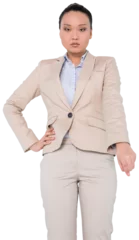 Fototapete Asiatische Orte Digital png photo of asian businesswoman pointing on transparent background