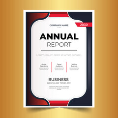 modern annual report brochure template with red shapes