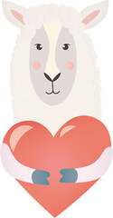 Obraz na płótnie Canvas Digital png illustration of sheep holding heart on transparent background
