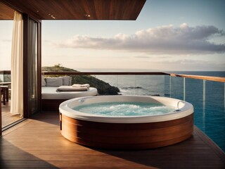 A luxury private jacuzzi deck