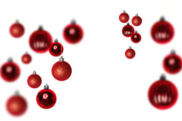 Digital png illustration of red christmas balls with copy space on transparent background