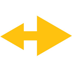 Digital png illustration of yellow double sided arrow on transparent background