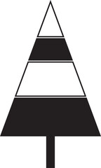 Digital png illustration of triangular white transparent christmas tree on transparent background