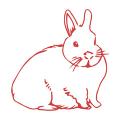 Fototapeta premium Digital png illustration of red bunny sitting on transparent background