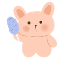 Fototapeta premium pink rabbit with feather duster doodle