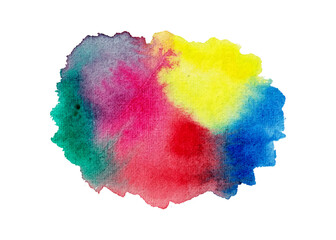 Colorful Isolated watercolor splatter stain png, Hand drew watercolor splash on white or transparent background, Multicolored watercolor splash png