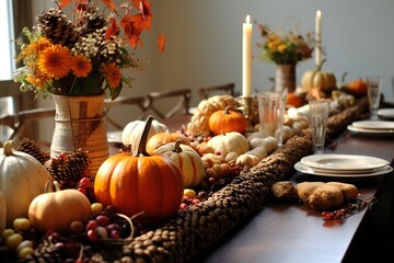 As the night deepens, the warmth of Thanksgiving decorations continues to foster a sense of togetherness and gratitude among loved ones, Generative AI 
