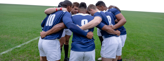 Digital png photo of diverse football players on transparent background