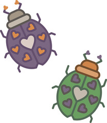 Digital png illustration of colourful bags with hearts on transparent background