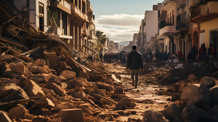 People on the streets after earthquake,