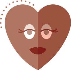 Digital png illustration of red heart with face on transparent background