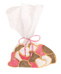 Watercolor painting of dessert. Symbols of Valentine's Day. 