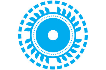 Digital png illustration of blue circle with shapes on transparent background