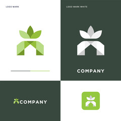 Green House Logo Template in Vector Icon Illustration Design