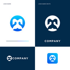 Letter M Logo with Mermaid or Whale tail Template Vector Icon Illustration Design