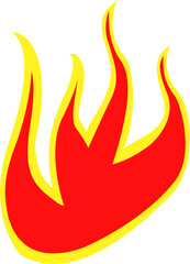 Digital png illustration of yellow and red flames on transparent background