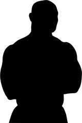 Digital png silhouette image of muscular man with arms crossed on transparent background