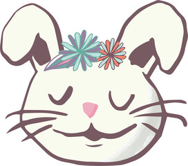 Fototapeta premium Digital png illustration of happy rabbit with flowers on transparent background