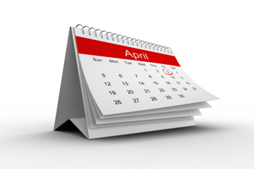 Digital png illustration of calendar with april card on transparent background