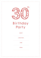 Digital png illustration of 30th birthday party invitation on transparent background