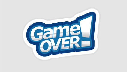 Game over. blue and white. print. vector illustration