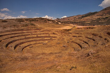 Moray - archaeological site in Peru with several terraced circular depressions