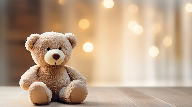 Naklejki teddy bear on wooden board