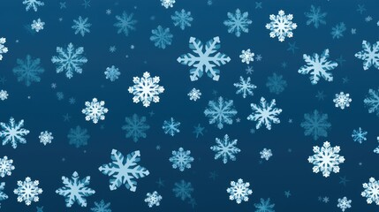 Abstract white snowflakes on a blue background.