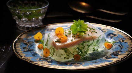 Fish in aspic with. Fish in jelly. Fish with gelatin.