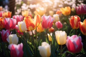 Colorful tulips in the park
