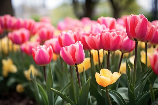 Colorful tulips in the park