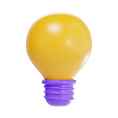 3d light bulb, 3d render icon illustration, transparent background, business and finance