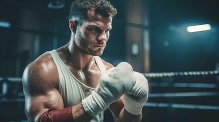 Fototapeta na wymiar people boxing with muscular body for boxing day ai generated