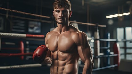Fototapeta na wymiar people boxing with muscular body for boxing day ai generated